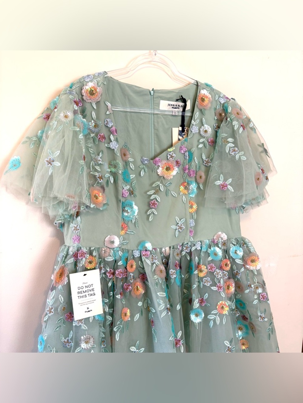 New JessaKae Evangeline tulle sequin midi dress in teal - Picture 7 of 9